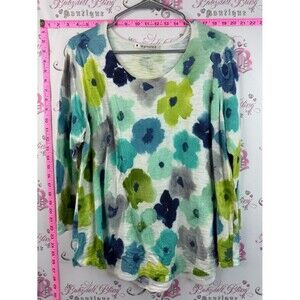 Mansted long sleeve watercolour abstract Floral Long-Sleeve Top in Teal & Green